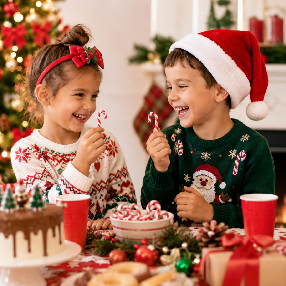 Fruidles Christmas Mini Candy Canes 100 Pack Peppermint Flavor, Individually Wrapped, 2" Inch