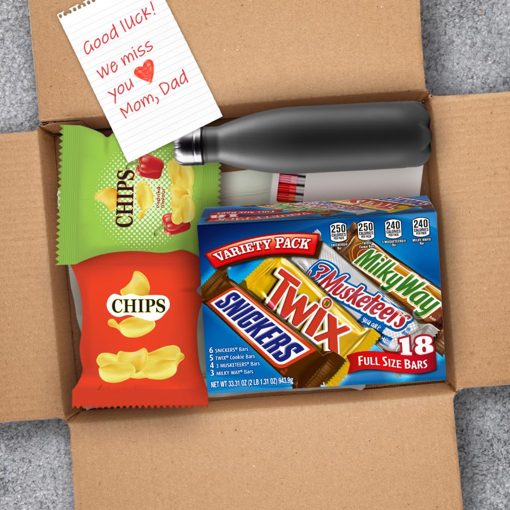 SNICKERS, TWIX, MILKY WAY & 3 MUSKETEERS Individually Wrapped Variety Pack Full Size, 18 Bars