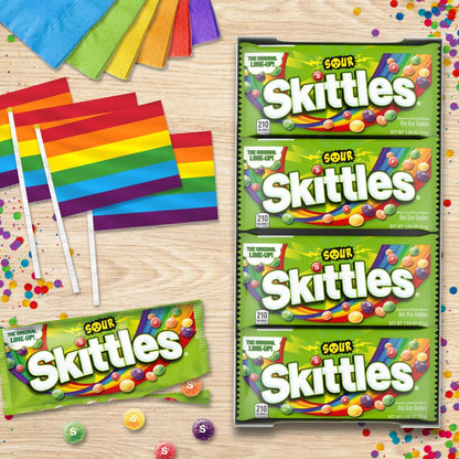 SKITTLES Sours Individually Wrapped Full Size Chewy Sour Candy Packs, 24 Ct Bulk Box