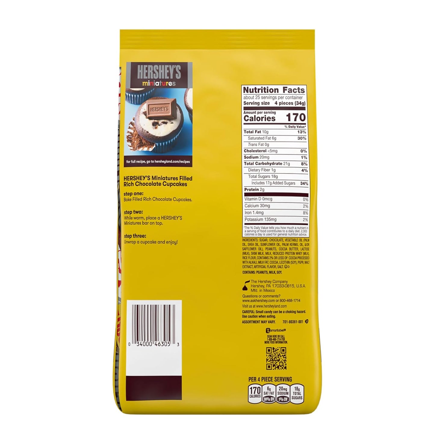 HERSHEY'S Miniatures Assorted Chocolate Candy Bulk Variety Party Pack, 30 Oz