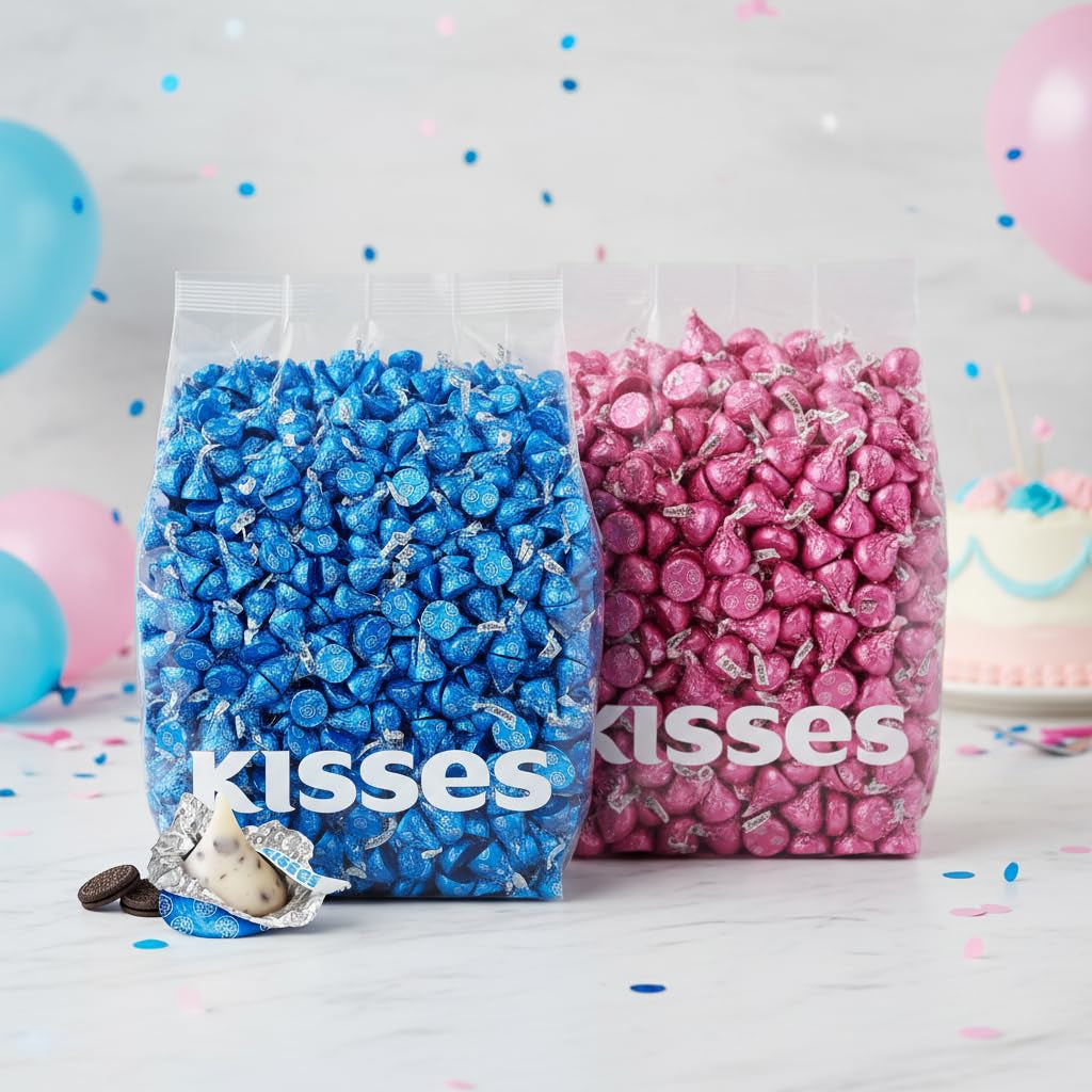 Cookies and Cream Kisses Bulk Candy 200 Pieces - Bulk Chocolate Individually Wrapped Blue Kisses - 2 Pounds