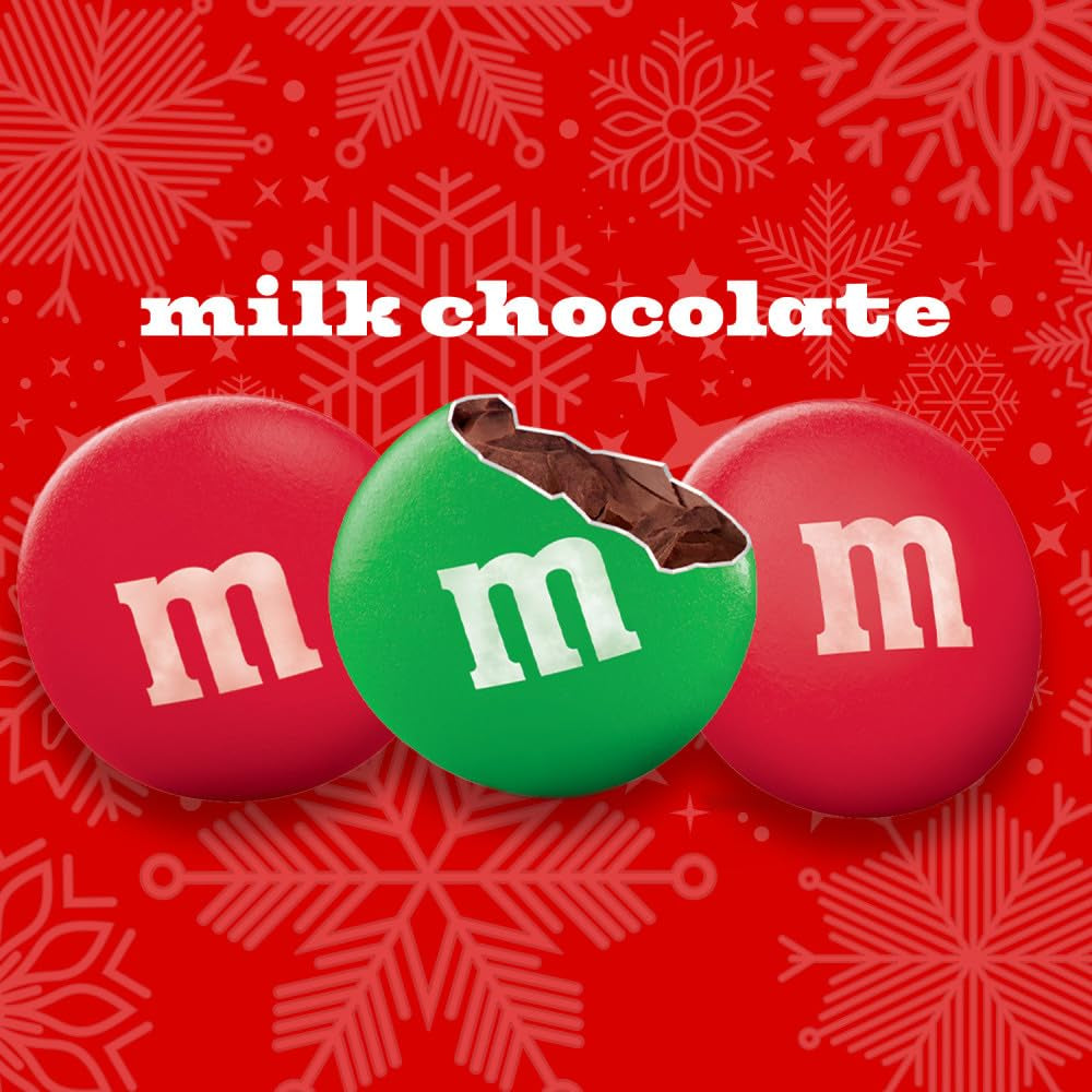 M&M'S Milk Chocolate Red & Green Christmas Candy Bulk Assortment, Bulk Christmas Candy 38 Oz Resealable Bag