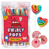 24 Heart Rainbow Lollipops Individually Wrapped, Valentines Party Favors