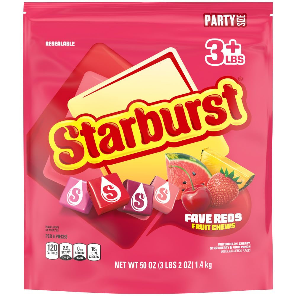 STARBURST Favereds Chewy Fruit Chews, Bulk, Wrapped, Party Size, 50 Oz