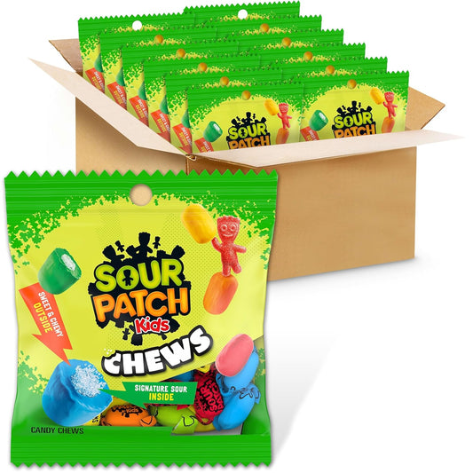 SOUR PATCH KIDS Chews Soft & Chewy Candy, Bulk Candy, 12-2.12 Oz Bags