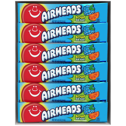Airheads SOUR Candy Bars, Sour Blue Blast Flavored, Bulk, Pack of 36 Bars
