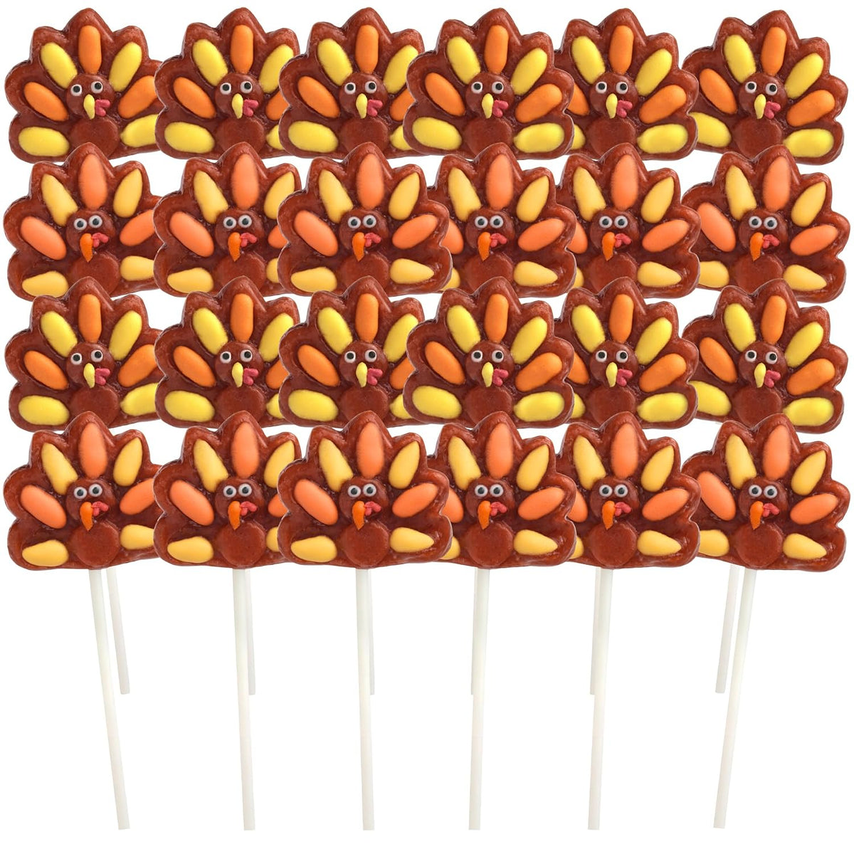 Turkey Lollipops, Individually Wrapped Thanksgiving Candy, 24 Count