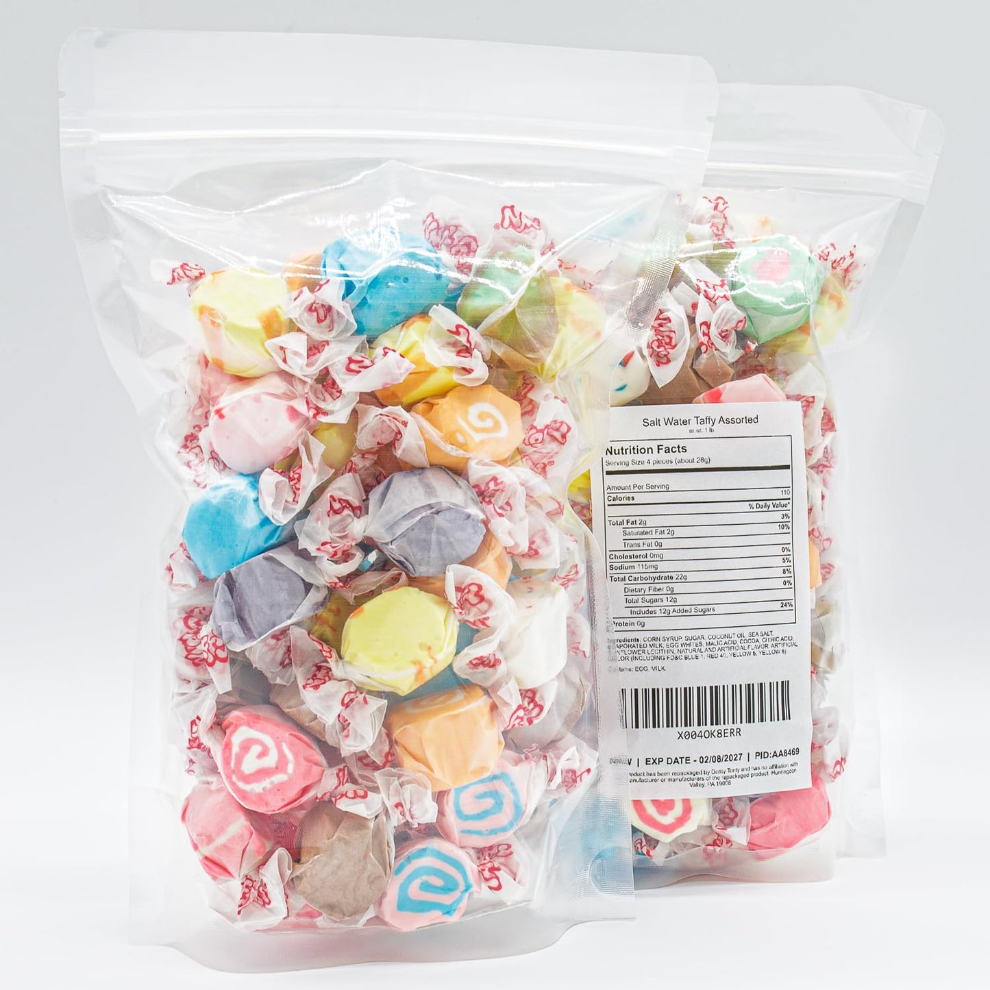 Salt Water Taffy 1 Lb – Individually Wrapped, 12 Fun Flavors, Old Fashioned Bulk Candy, Gluten and Nut Free