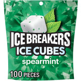 ICE BREAKERS Ice Cubes Spearmint Sugar Free Chewing Gum Pouch, 8.11 Oz (100 Pieces)