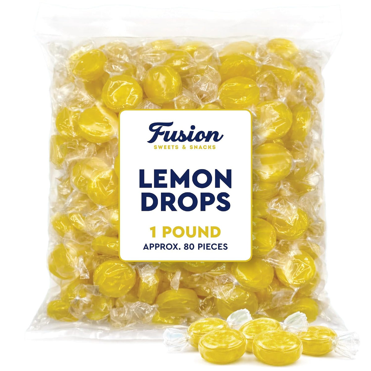 Lemon Drops Hard Candy, Individually Wrapped, Bulk 1Lb, Gluten-Free