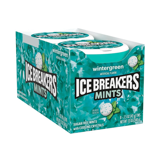 ICE BREAKERS Wintergreen Sugar Free Mints Tins, 1.5 Oz (8 Count)