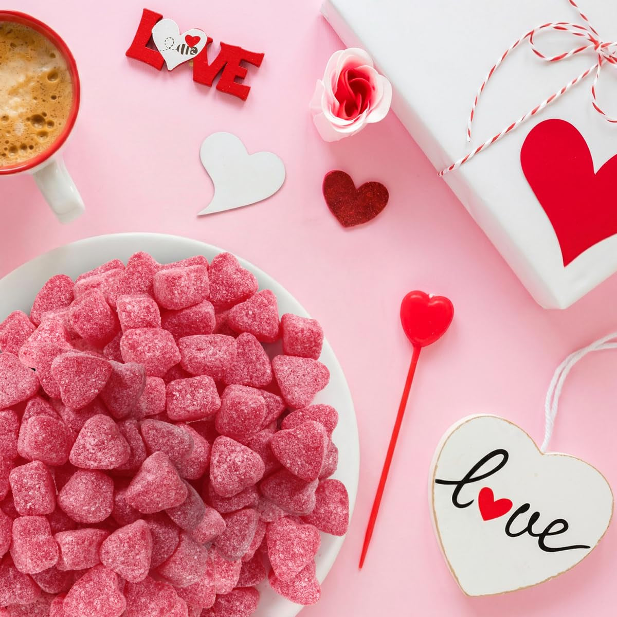 Mother'S Day Sour Cherry Jelly Hearts Candy, Bulk, 1 Lb
