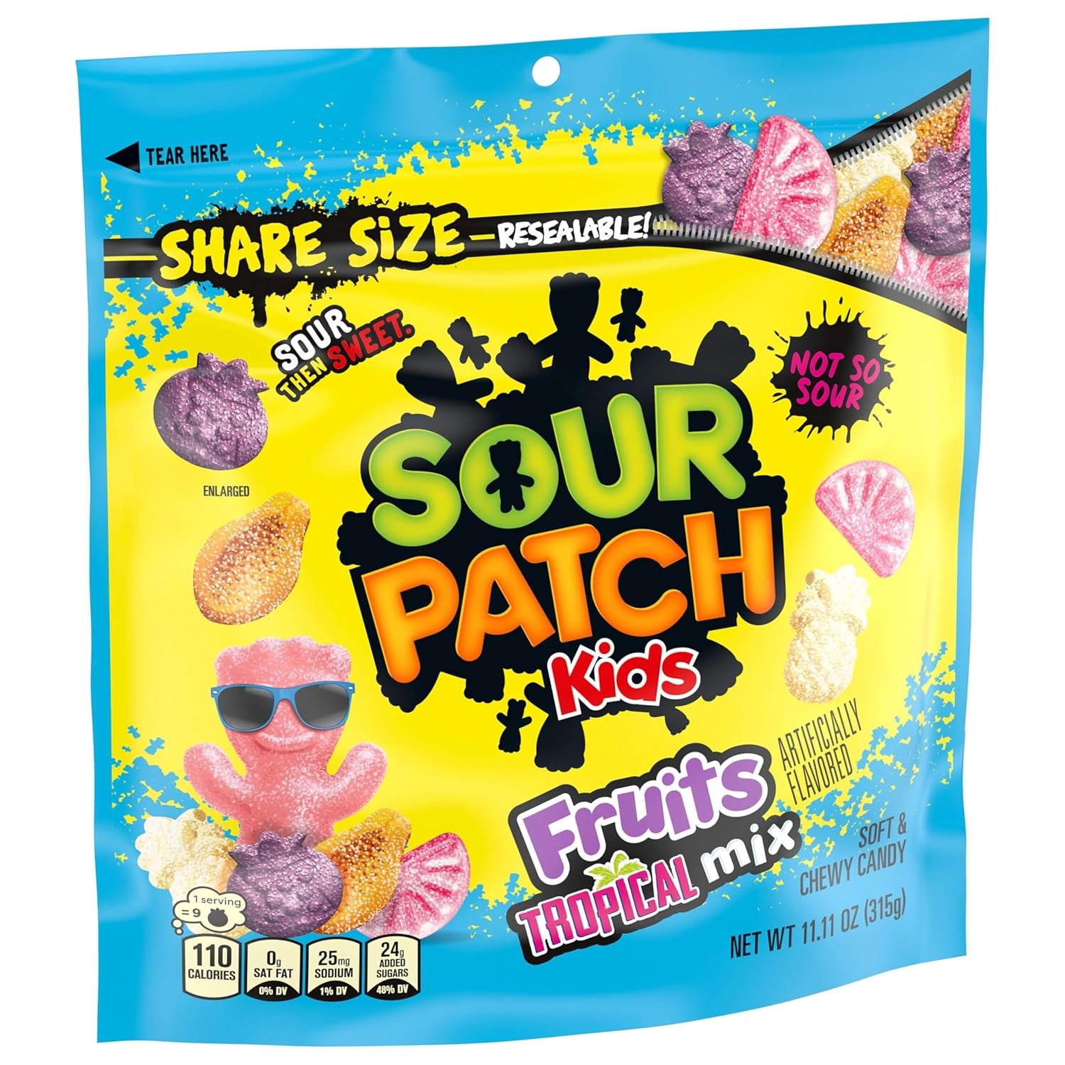 SOUR PATCH KIDS Fruits Tropical Mix Soft & Chewy Gummy Candy, 11.11 Oz