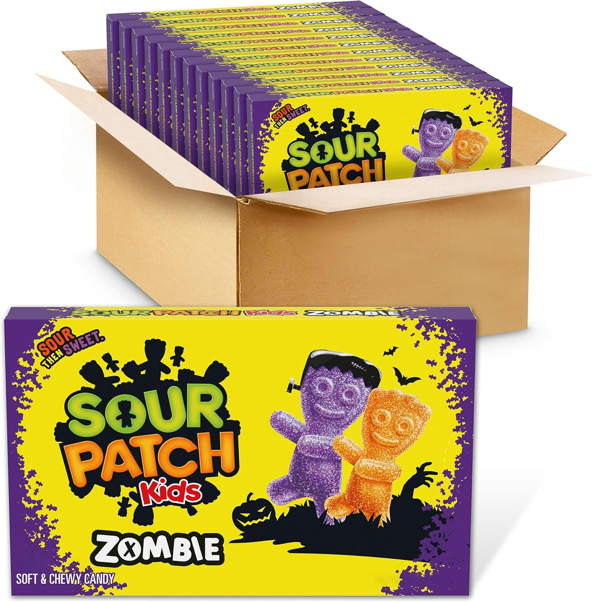 SOUR PATCH KIDS Zombie Soft & Chewy Gummy Halloween Candy, 12 Boxes