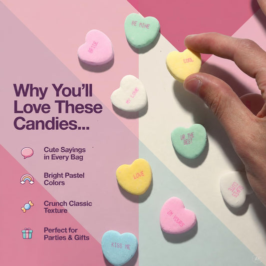 Large Conversation Hearts Candy, 10 Oz, Valentine’s Day Candy Hearts