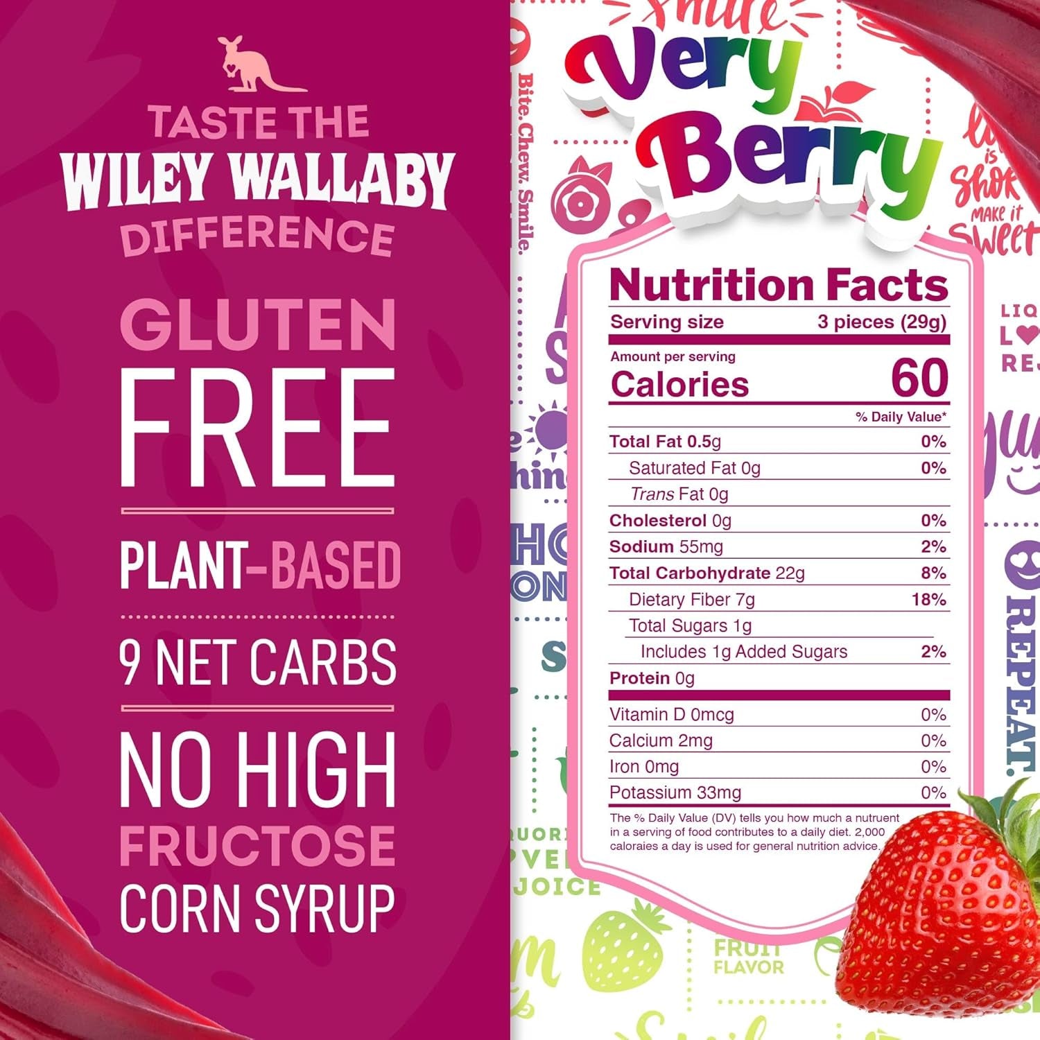 Wiley Wallaby Low Sugar Gluten Free Very Berry Licorice Candy, 5.5Oz, 3Pk