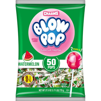 Charms Blow Pop Single Flavor Bag, Watermelon, 50 Count (Pack of 1)