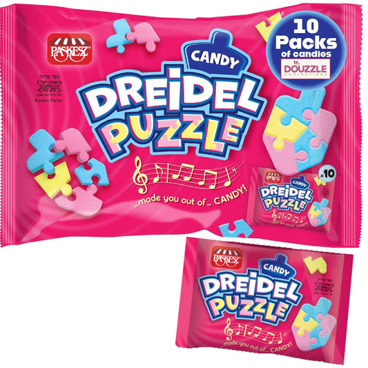 Douzzle Kosher, Hanukkah Candy Dreidels for Kids, Candy Dreidel Puzzle (Pack of 1)
