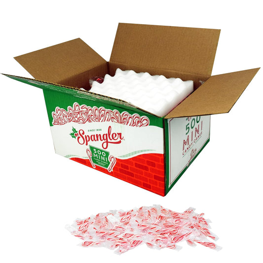 Spangler Red and White Mini Candy Canes - Bulk Individually Wrapped Peppermint Sticks - 500 Count Box
