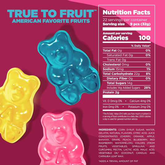 Albanese True to Fruit American Favorite Fruits Gummies | 25Oz Candy Bag | Soft and Chewy Gummy Bears, 10 Natural Flavors and Colors
