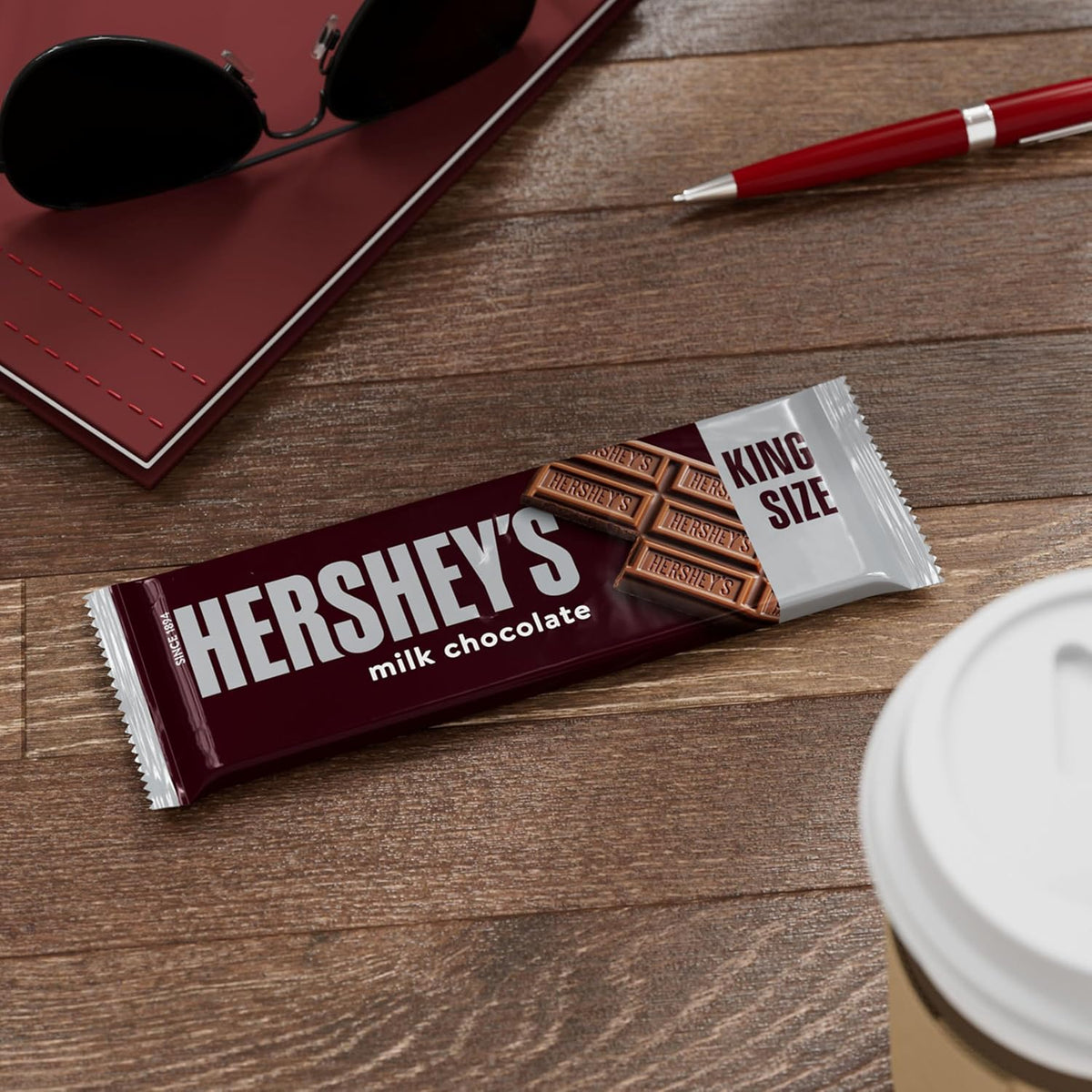 HERSHEY'S Milk Chocolate King Size Candy Bars, 2.6 Oz, 18 Ct