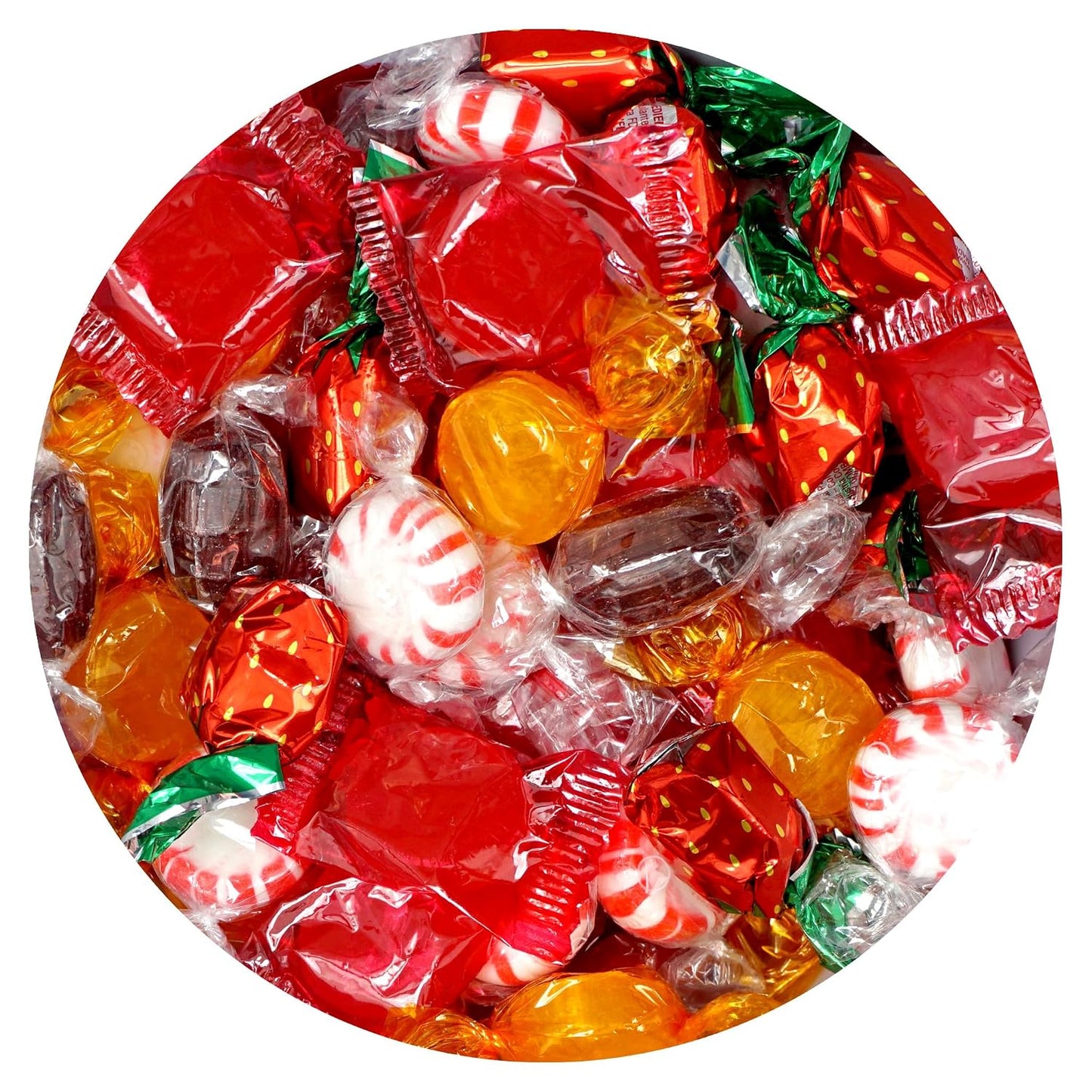 Old Fashioned Hard Candy Assortment, 1 Pound Bulk Candy, Butterscotch, Root Beer Barrels, Strawberry Filled Bon Bons, Cinnamon Discs, Starlight Peppermints