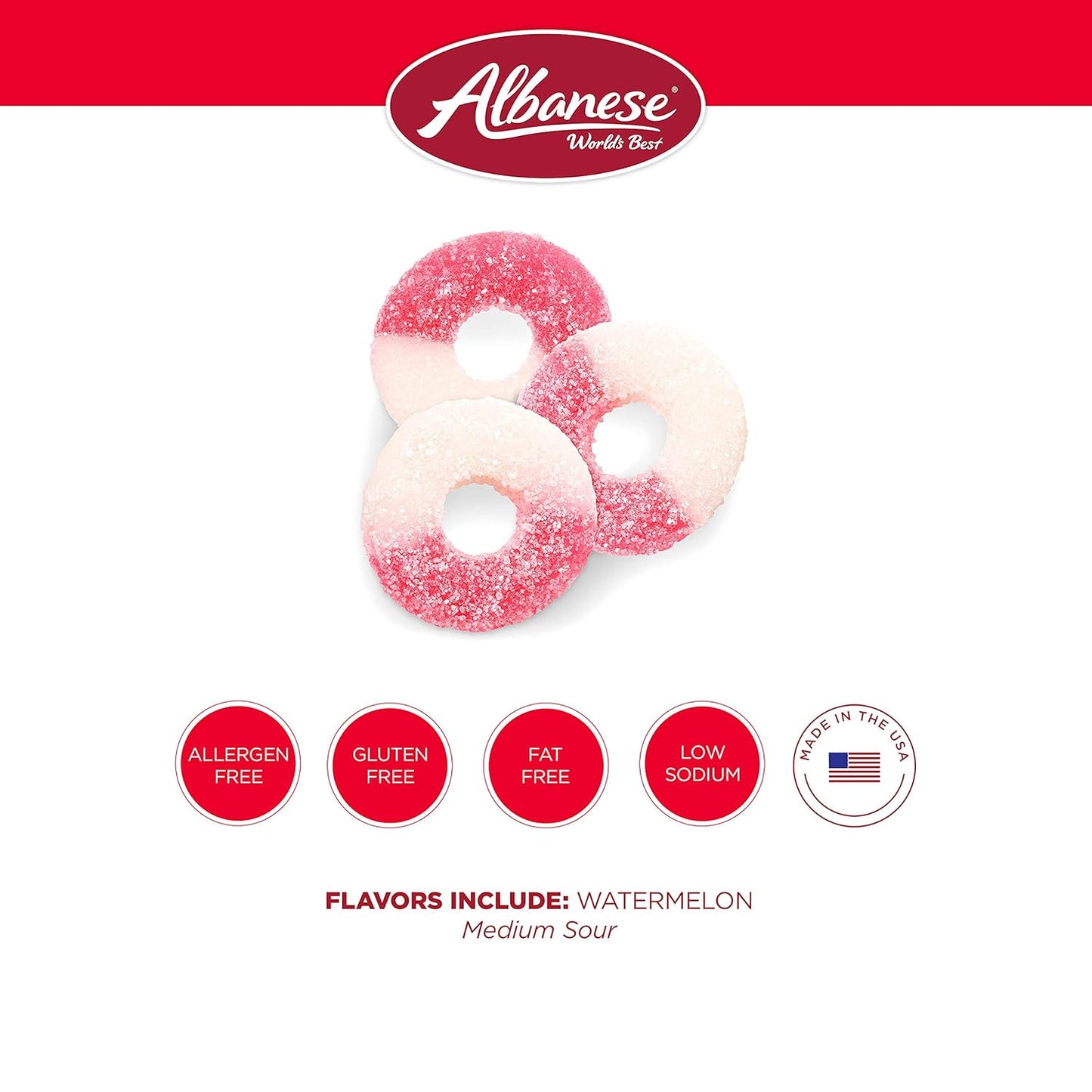 Albanese Candy, Best Gummi Watermelon Rings, 4.5Lbs of Gummy Candy