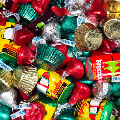 Christmas Candy Hershey Holiday Mix (5Lbs - Approx. 300 Pcs) - Miniatures, Kisses and Peanut Butter Cups