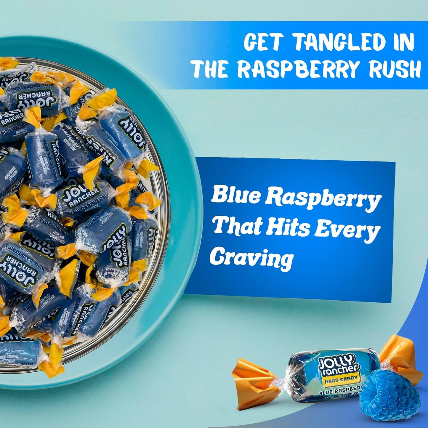 Blue Raspberry Jolly Ranchers Hard Candy – Original Flavor – 1 LB Bulk Bag (Approx. 75 Pieces)