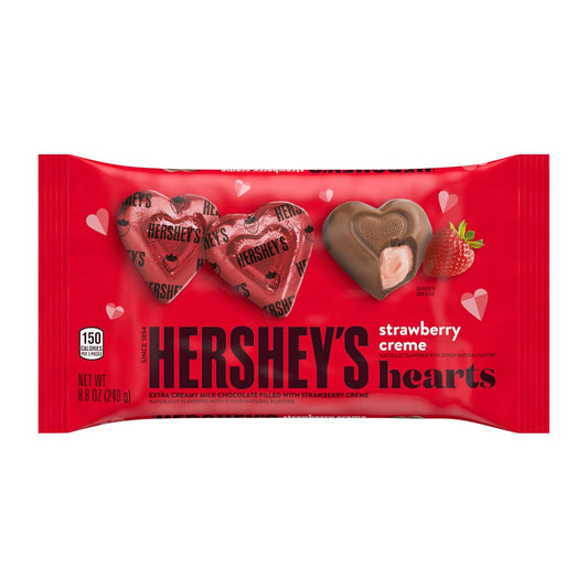HERSHEY'S Strawberry Creme Flavored Hearts, Candy Bag, 8.8 Oz