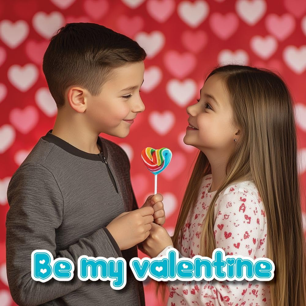 24 Heart Rainbow Lollipops Individually Wrapped, Valentines Party Favors