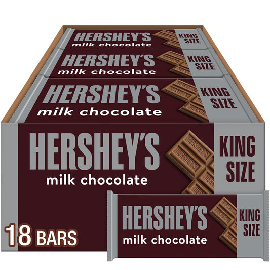 HERSHEY'S Milk Chocolate King Size Candy Bars, 2.6 Oz, 18 Ct