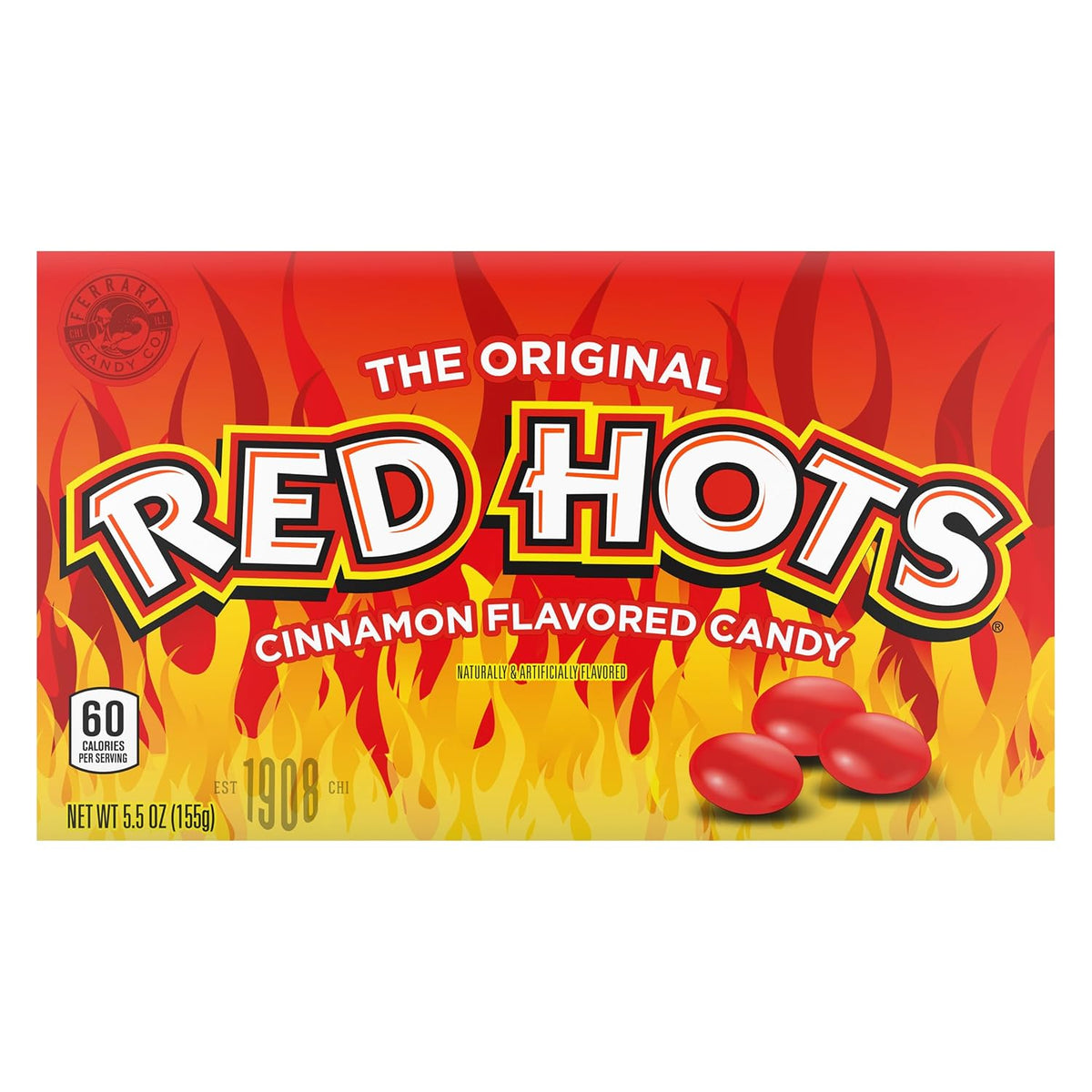 Red Hots Cinnamon Hard Candy, Theater Box, 5.5 Oz, 12 Ct