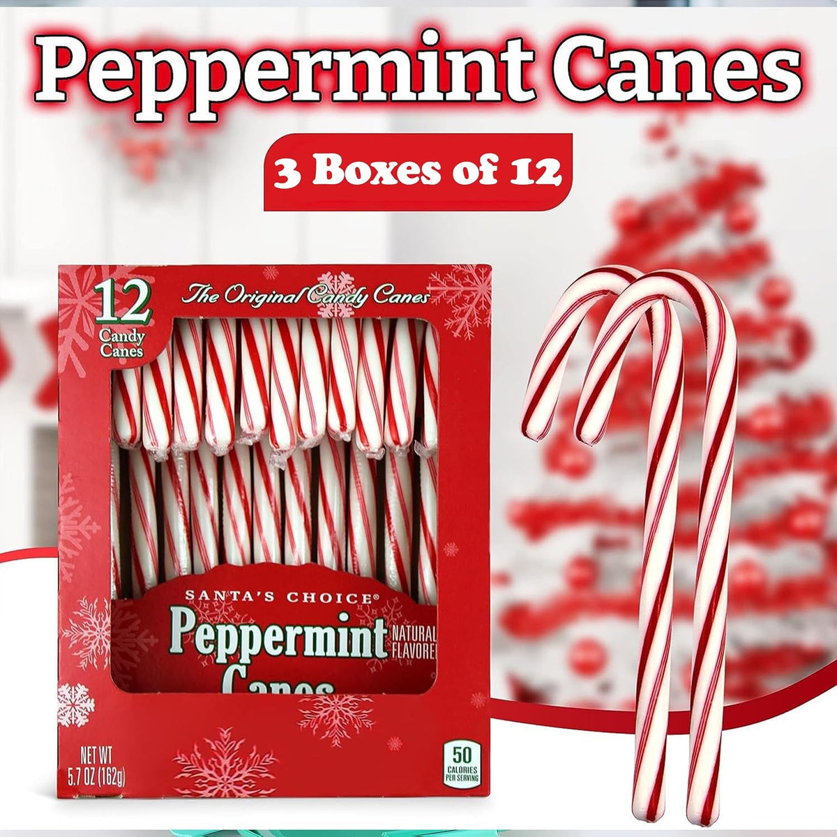 Brach's 12 Peppermint Candy Canes, 12 Count (Pack of 3)