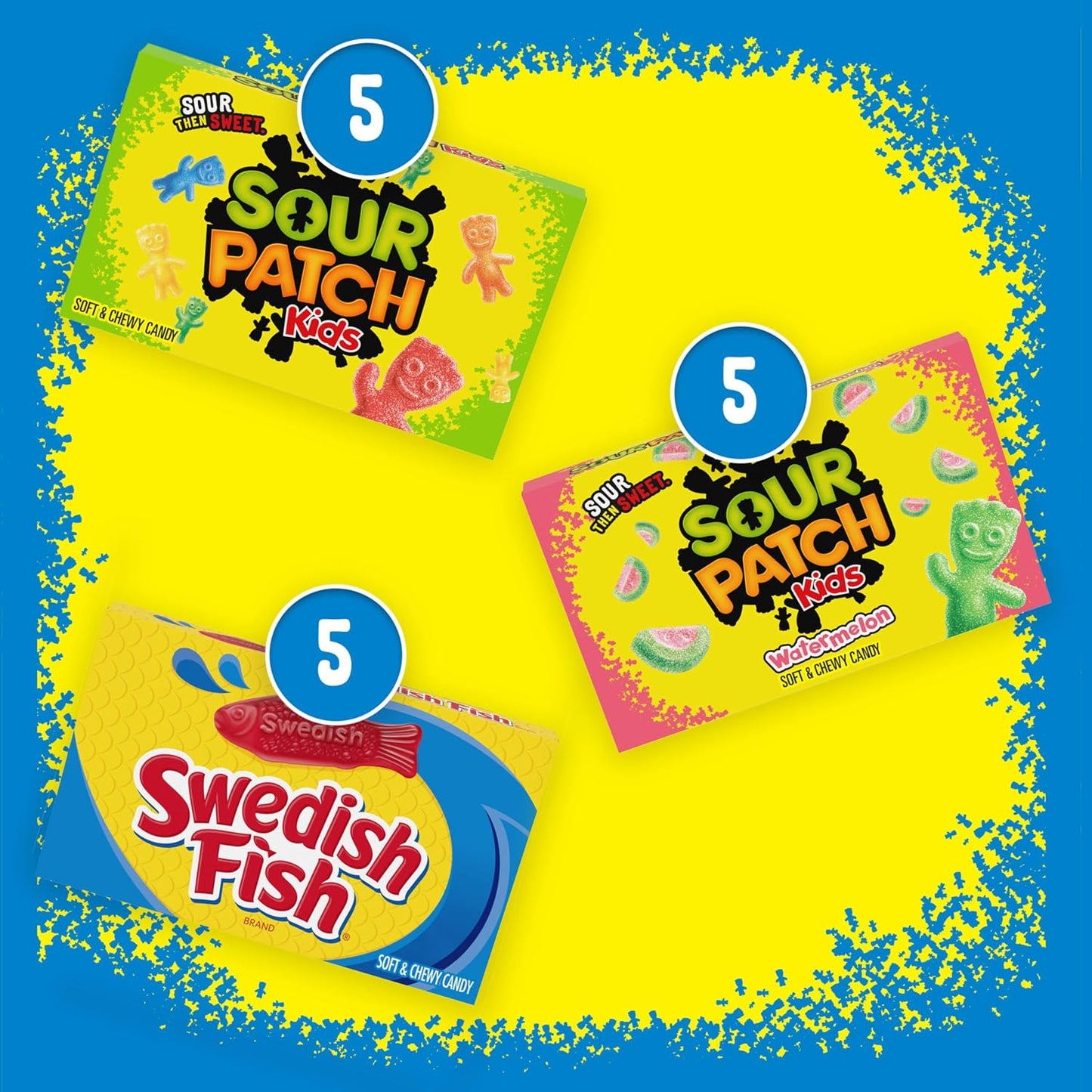 SOUR PATCH KIDS and SWEDISH FISH Soft & Chewy Candy Variety Pack, Bulk Candy, Mother'S Day, 15 Boxes