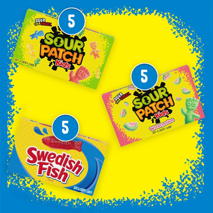 SOUR PATCH KIDS and SWEDISH FISH Soft & Chewy Candy Variety Pack, Bulk Candy, Mother'S Day, 15 Boxes