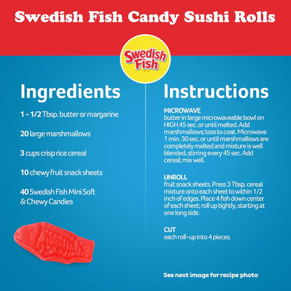 SWEDISH FISH Mini Soft & Chewy Gummy Candy, Bulk Candy, 140 Snack Packs