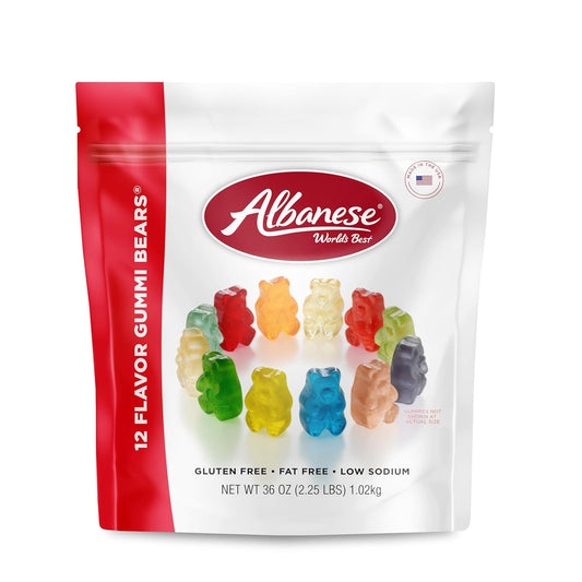 Albanese World's Best 12 Flavor Gummi Bears | 36Oz Bag of Gummy Candy | Cherry, Blue Raspberry, Mango and More