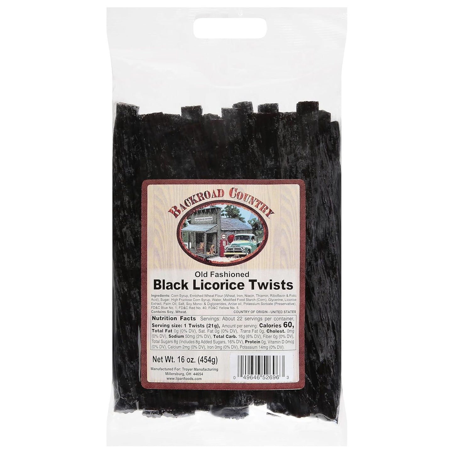 Backroad Country Old Fashioned Classic Black Licorice Twists - 16 OZ (Pack of 1)