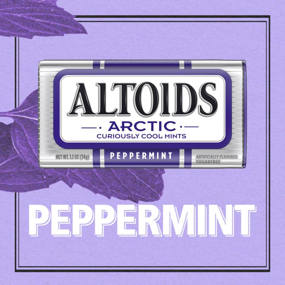 ALTOIDS Arctic Peppermint Breath Mints Hard Candy Bulk, 1.2 Oz Tin (Pack of 8)