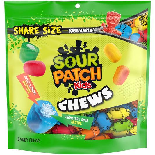 SOUR PATCH KIDS Chews Soft & Chewy Candy, Share Size, 8.12 Oz