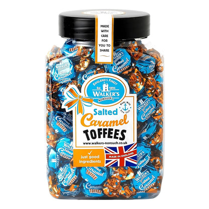 Walkers Nonsuch Salted Caramel Toffees Jar 1.25Kg (44.09 Oz) – Sweet and Salty Caramel Toffee Individually Wrapped