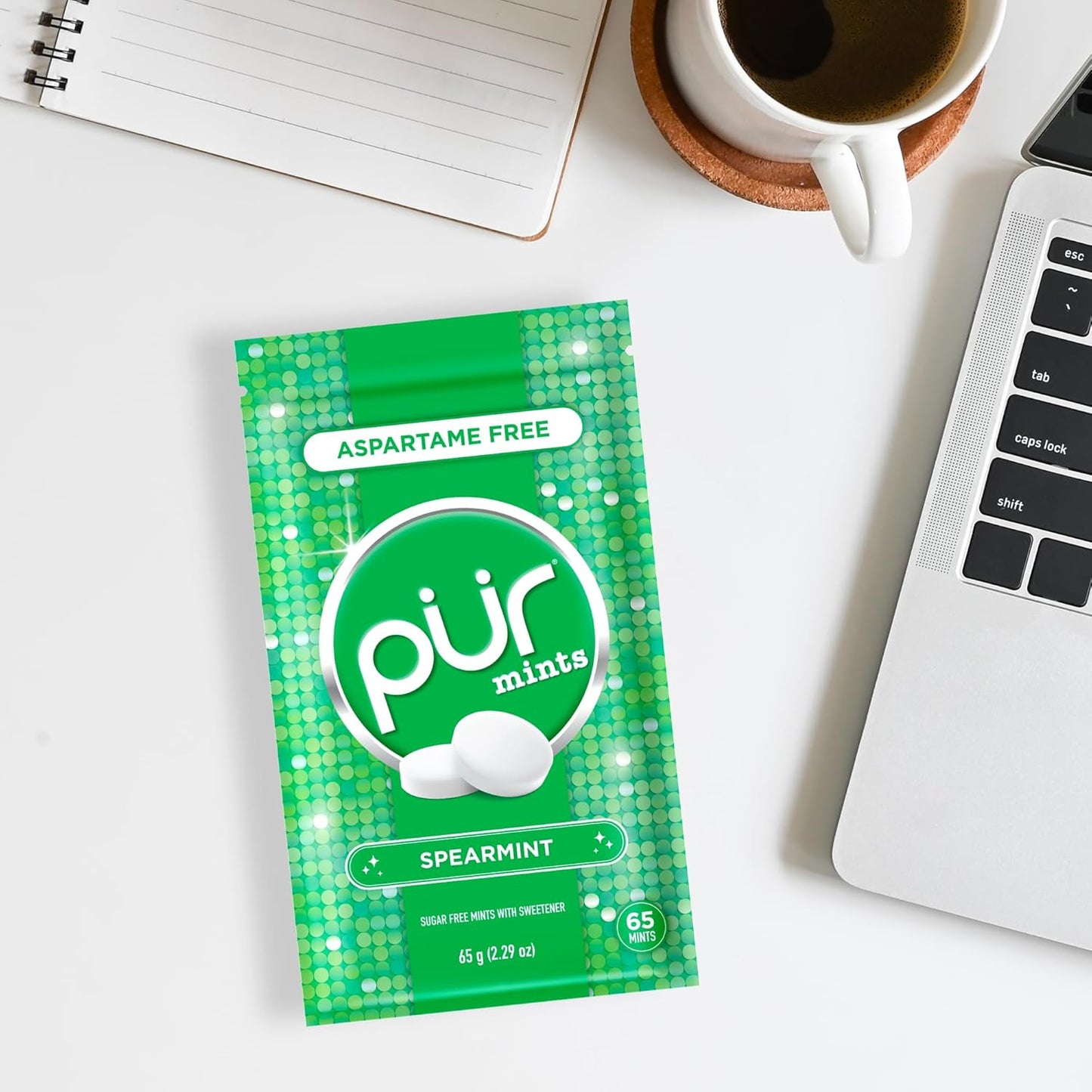 PUR Mints, Spearmint, Xylitol Mints, No Artificial Flavor, 65 Count 