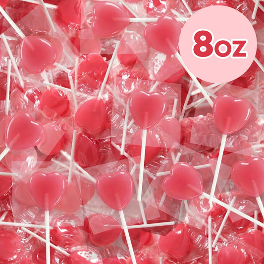 Heart Shaped Lollipops, Allura Red, Bulk, 8 Oz