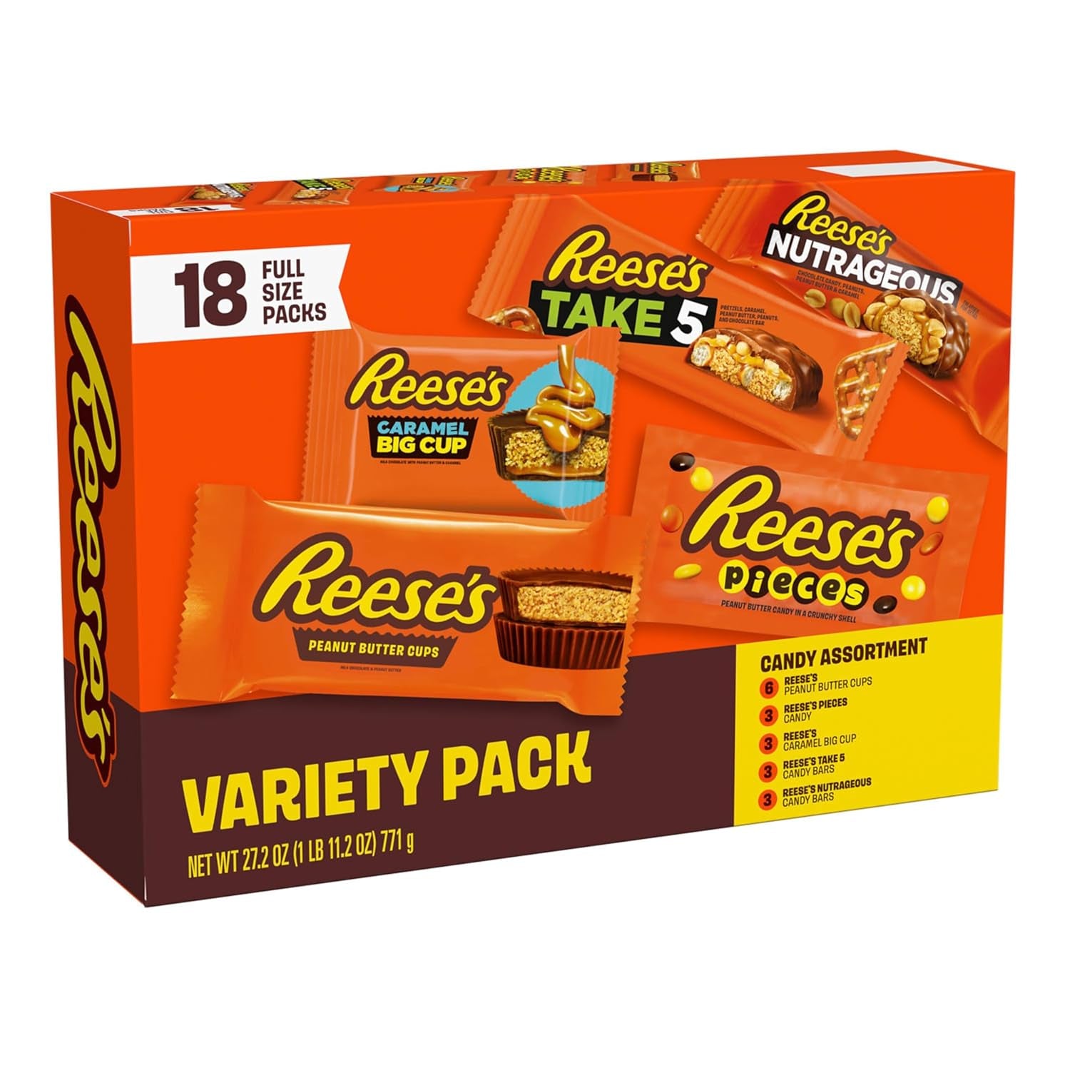 REESE'S Assorted Peanut Butter Candy Variety Pack, 27.2 Oz, 18 Ct