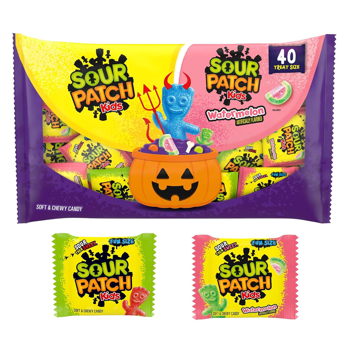 SOUR PATCH KIDS Soft & Chewy Gummy Halloween Candy Variety Pack, 40 Ct