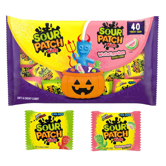 SOUR PATCH KIDS Soft & Chewy Gummy Halloween Candy Variety Pack, 40 Ct