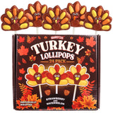 Turkey Lollipops, Individually Wrapped Thanksgiving Candy, 24 Count