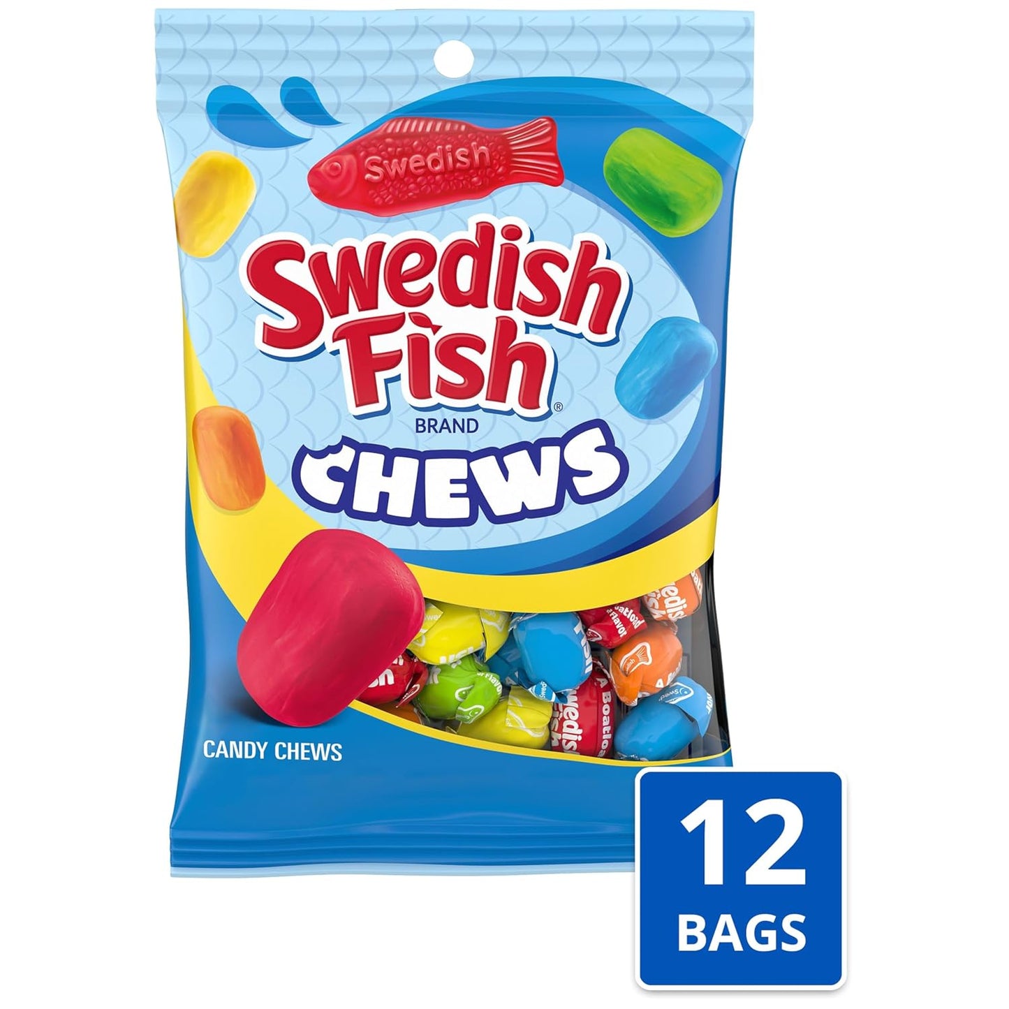 SWEDISH FISH Chews Soft & Chewy Candy, Bulk Candy, 12-5.12 Oz Bags