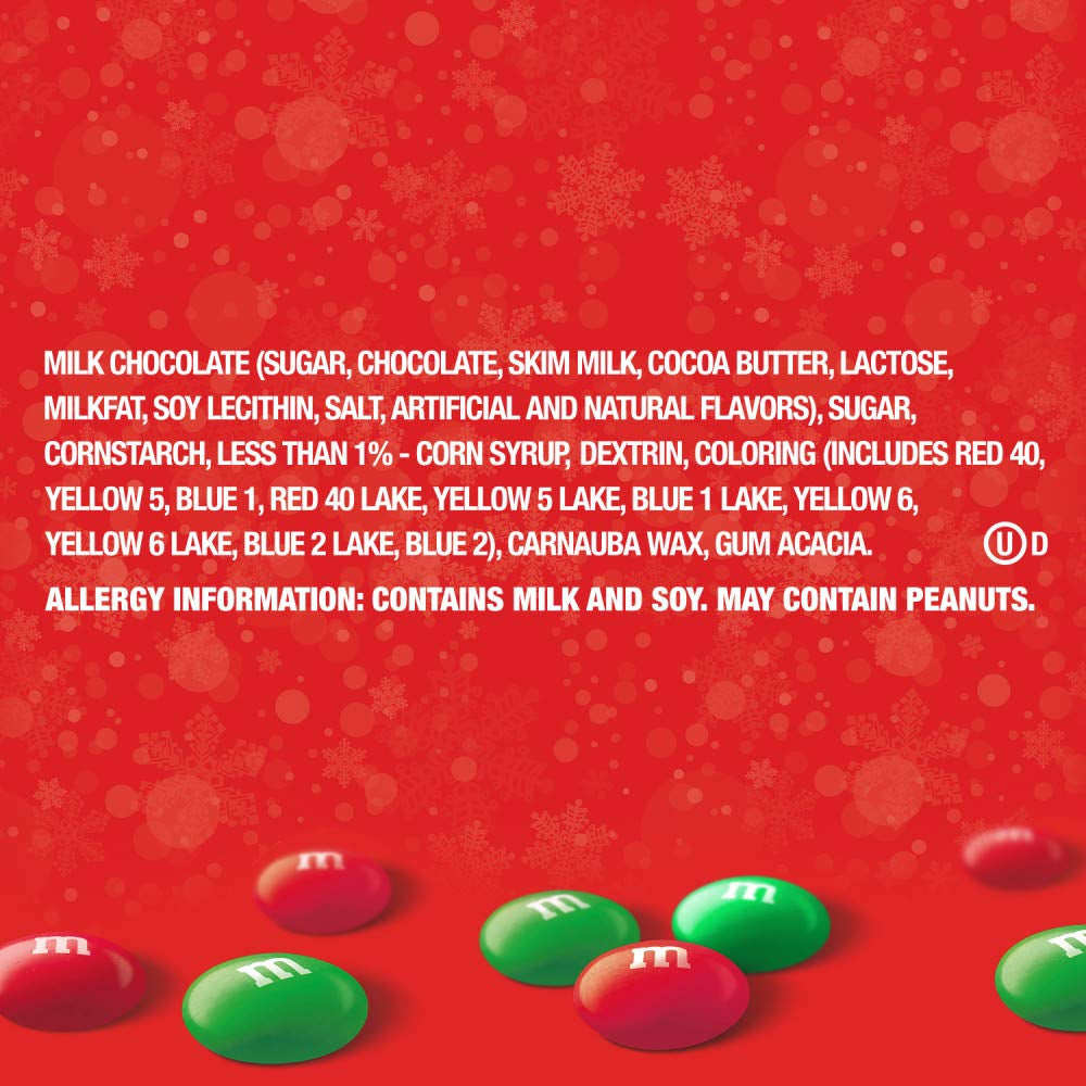 M&M'S Milk Chocolate Red & Green Christmas Candy Bulk Assortment, Bulk Christmas Candy 38 Oz Resealable Bag